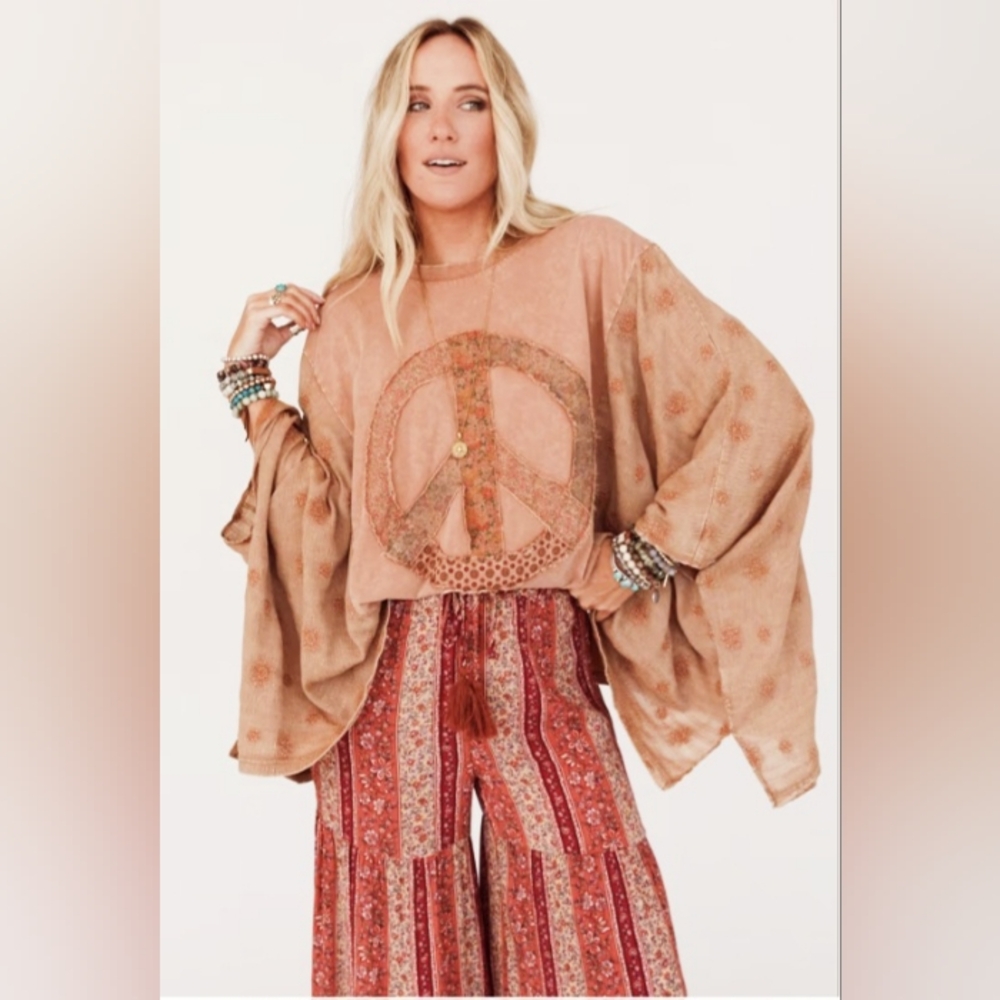 Boho Patchwork Peace Blouse